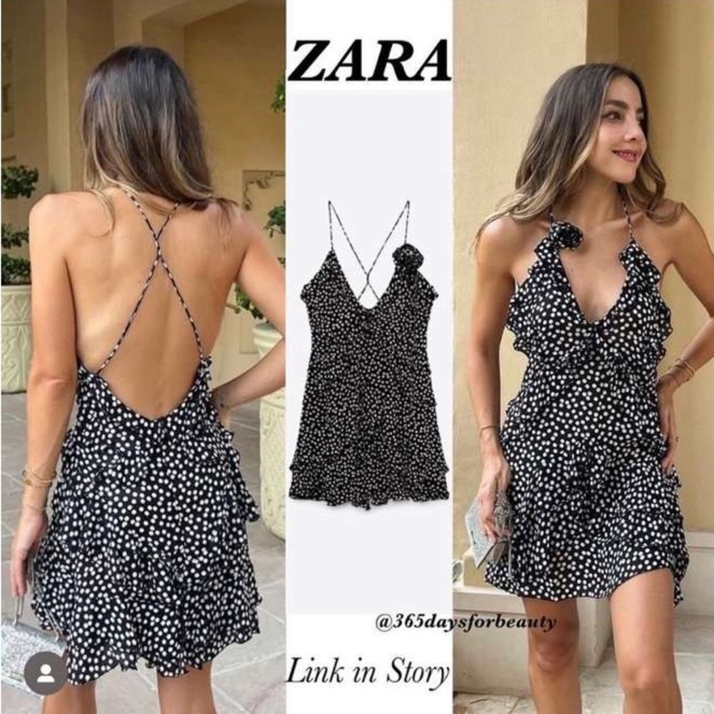 Zara white dotted mini skip dress - bloggers favourite